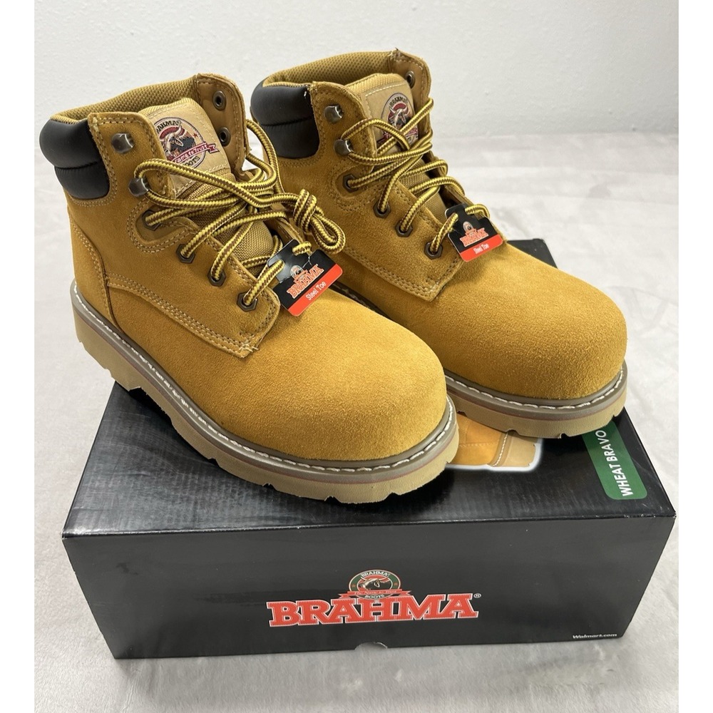 Brahma Bravo II Steel Toe Boot Men 7 Wheat Goodyear Slip Oil Resistant Workwear